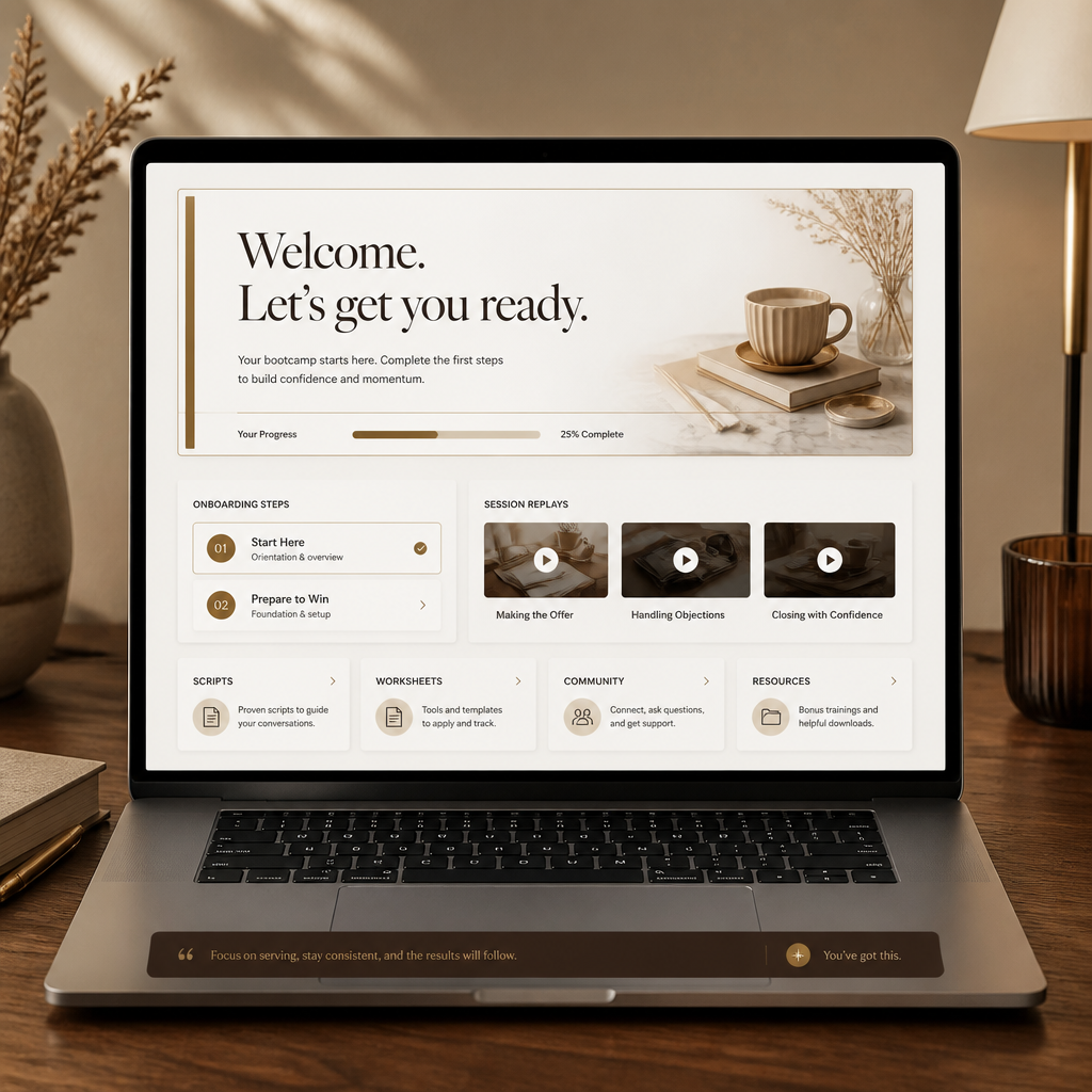 Sales Structured participant hub dashboard with training tools and session resources